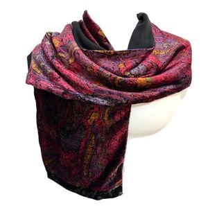Echo Reversible Velvet & Silk Scarf – Jewel Tone Paisley – Luminous Finish